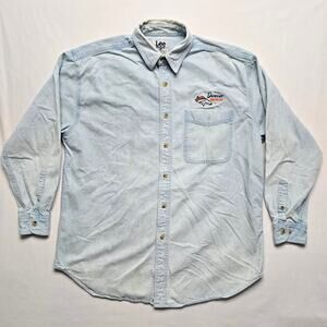 Vintage Denver Broncos Shirt Large Lee NFL Football Embroidery Button Up 90s